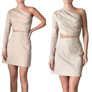NWT S/W/F Mini Tan Dress One Shoulder Size S